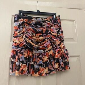 Floral Printed Coordinating Mesh Skirt